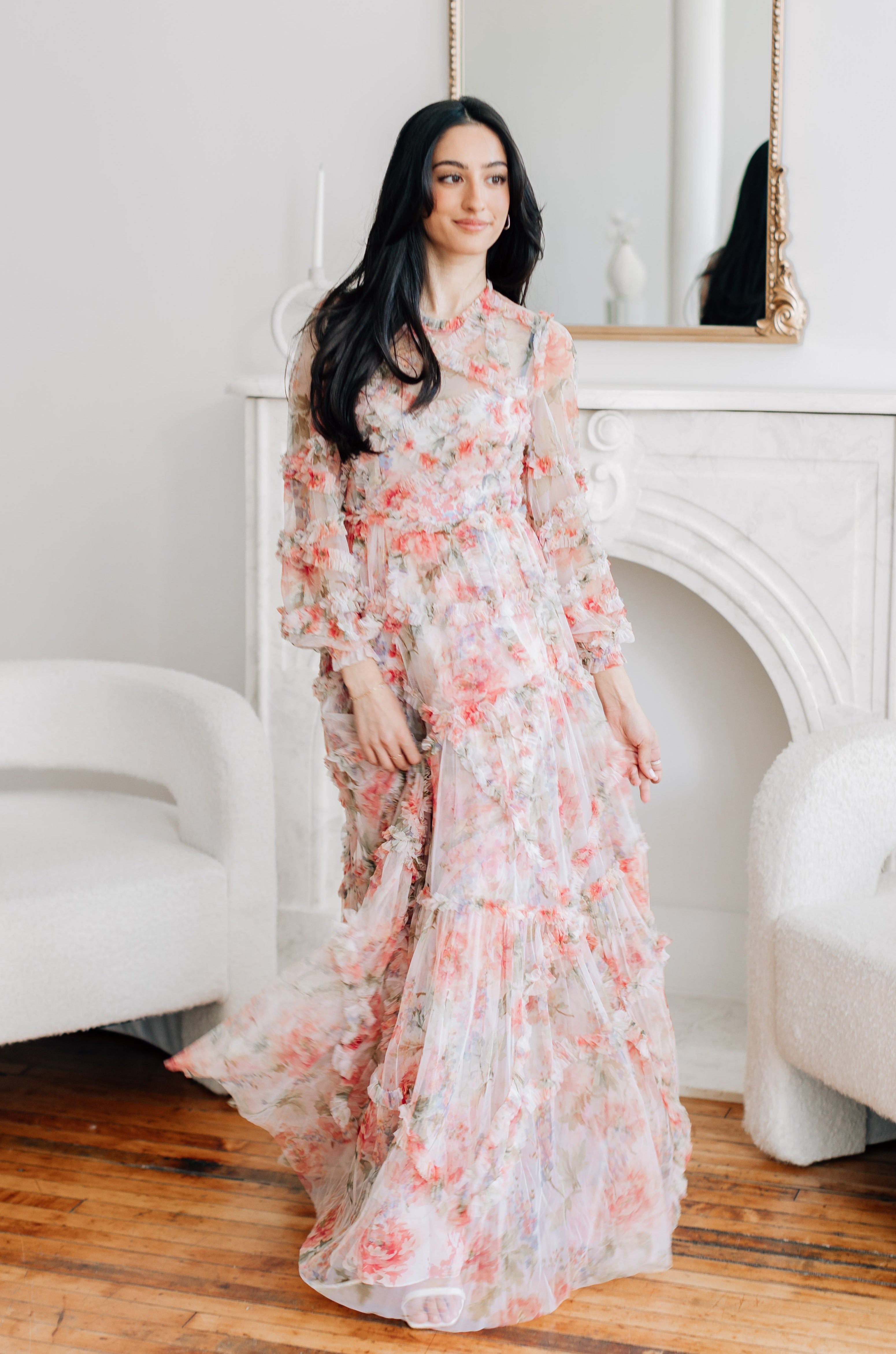 Summer Song Diamond Ruffle Gown by Needle & Thread – A Dozen