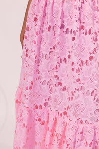 Emilia Lace Bustier Midi Dress In Candy Pink by Leo Lin