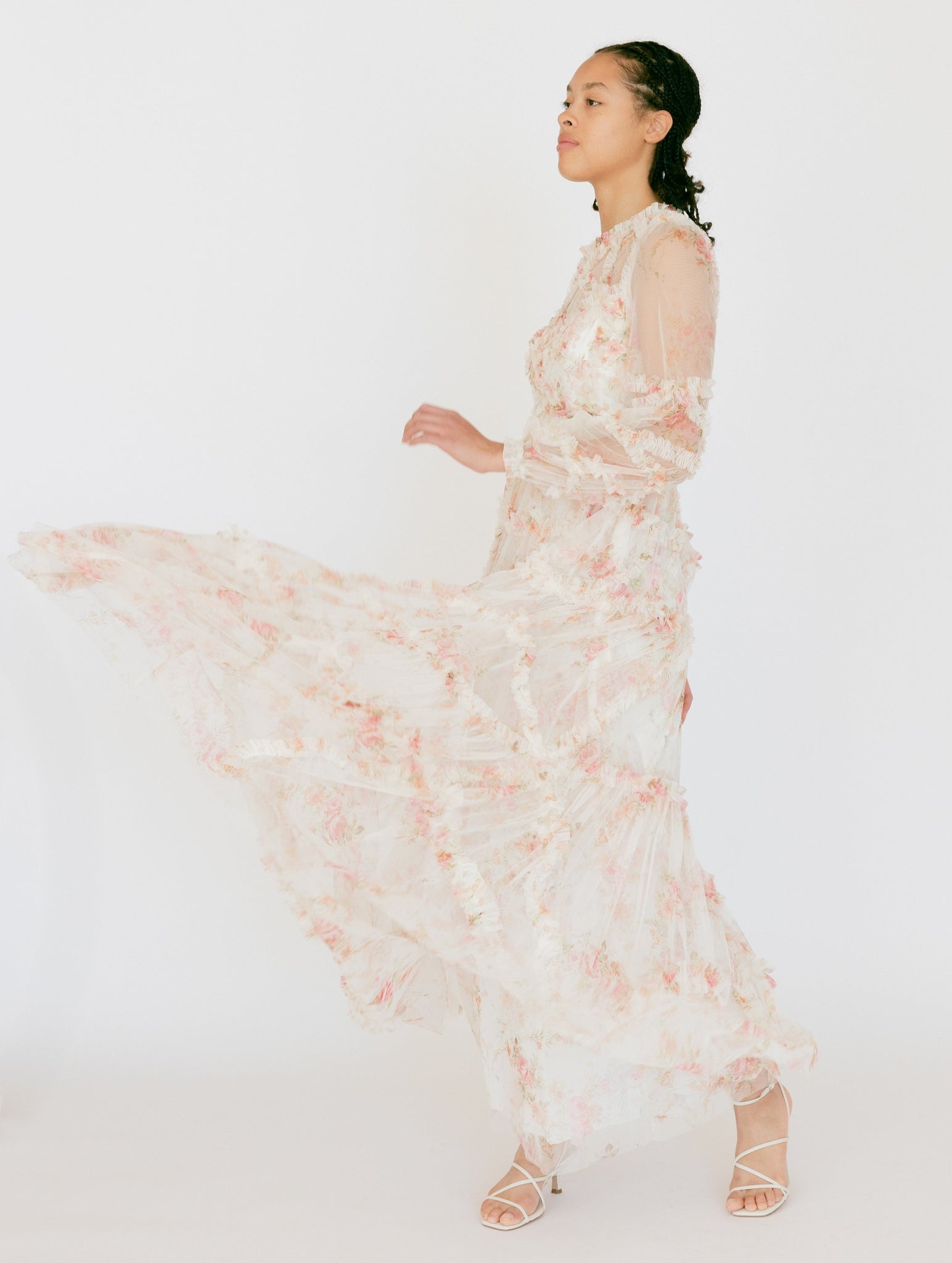 Trailing Blooms Ruffle Gown by Needle & Thread